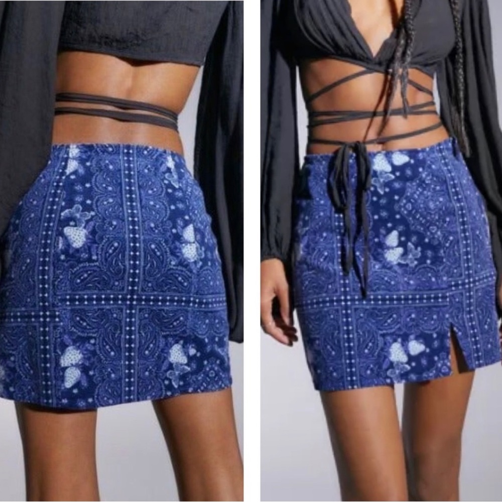UO Marni Corduroy Mini Skirt In Blue size L